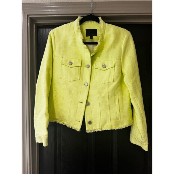 Banana Republic Jackets & Blazers - Banana Republic Citron Yellow Cropped Blazer Jacket Raw Hem Fringe Women’s Sz 8